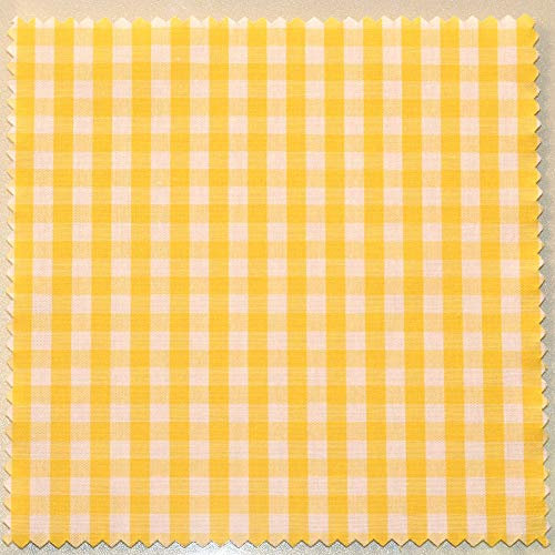 Flaschenbauer- 25x gelb-weiß Karierte Textildeckchen mit Creme farbigen Schlaufen zum Befestigen der Deckchen. Dekoration für Einmachgläser und Einweckgläser. EIN Muss für DIY-Projekte und Geschenke.