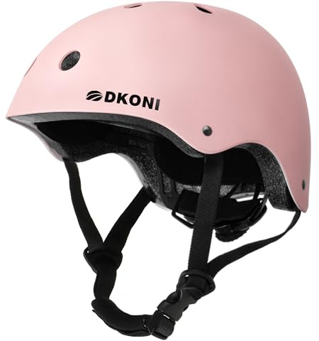 DKONI Fahrradhelm Helm Kinder, verstellbar und für mehrere Sportarten geeignet, von Kleinkind bis Jugend, 3 Größen (Rosa, L:57-61cm)