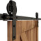 Schiebetürbeschlag 244cm Schiebetüren Schiebetürsystem Komplettset Laufschiene Rollen Set Schwarz für 1 Holztür 122cm Breit, Mittlere Rolle in J-Form