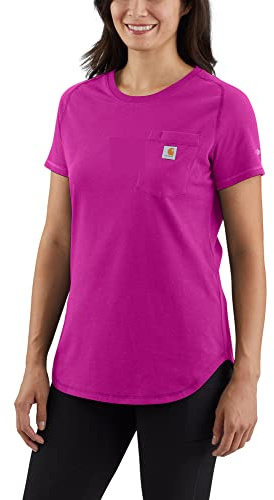 Carhartt Damen Midweight S/S Pocket T-Shirt, Farbe: Magenta Agate Größe: XS