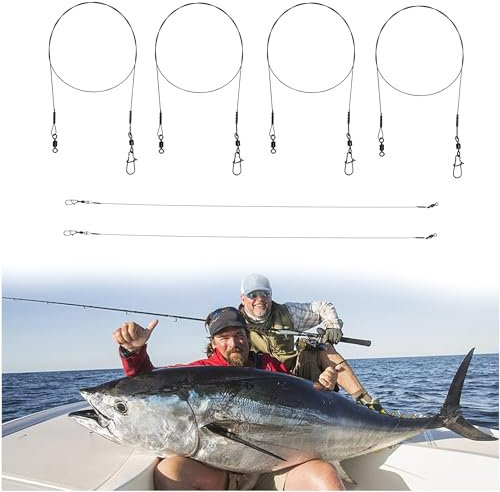 Hezhou 6 Stück Stahlvorfach in 30cm Leader Wire Angelwirbel Angelzubehör Hechtvorfach Angeln Wirbel Angeln Zubehör für Salzwasser und Süßwasser Anschließen Angelvorfächer Köder oder Haken (15KG)