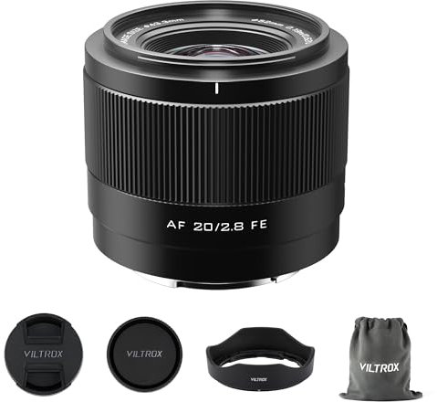 VILTROX 20mm F2.8 f/2.8 AF Objetivo para Montura E de Sony, Lente de autoenfoque de Marco Completo de Gran Angular Compatible con la cámara de Mone de Sony a7 a7III a7RII a7RIV a7SII A9 a7C