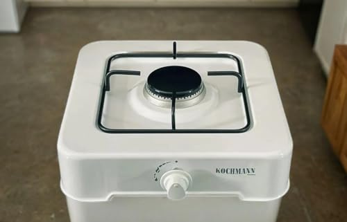 Gaskochfeld 1-flammig in elegantem Weiß – Stilvolles Kochfeld für modernes Kochen, ideal für Küche und Camping