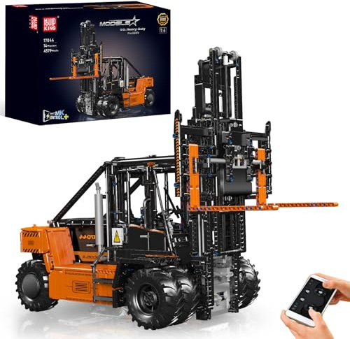 Mould King 17044 Chariot élévateur Robuste, modèles de Construction à l'échelle 1:6 pour Adultes avec détails Authentiques, RC contrôlé par Application (Orange, 4579 pièces)