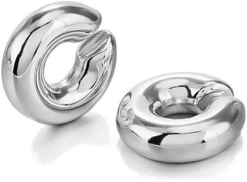 WOZNU Ear Cuff Orecchini Donna Chunky Orecchini Senza Buco alla clip per Cartilagine, Ipoallergenici, Regalo di Gioielli, argento