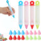 4 Pièces Stylo à Ecrire en Silicone Crème, 4 Couleurs Seringue Gâteau, Douille Patisserie Reutilisable, Stylo Patisserie avec 16 Douilles, Poche Douille pour Décoration de Gâteaux Pâtisseries Desserts