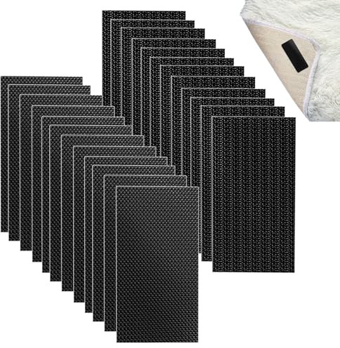 JUGCUT Grippers for Mats 24Pcs Carpet Rug Gripper Anti Slip Reusable Rug Grippers for Laminate Floor Tape Carpet on Top of Carpet Corner for Marble, Wooden Floors for all Kinds of Rugs(30 * 100mm)