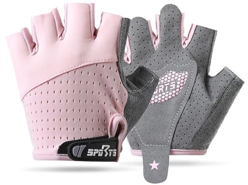 FYting Fahrradhandschuhe Kinder,Reithandschuhe Kinder,Fingerlose Handschuhe,Bequeme Atmungsaktive, Schutzpalmen für Eislauf, Roller,Sportarten Im Freien, Sportunterricht(Rosa,L