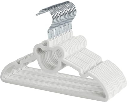 ManGotree Cintres en Velours pour Enfants, Cintre pour Vêtements de Bébé, Cintre Ours Mignon pour Chambre d'enfant, Cintres pour Tout-Petits Peu Encombrants (20 Pack, Blanc)