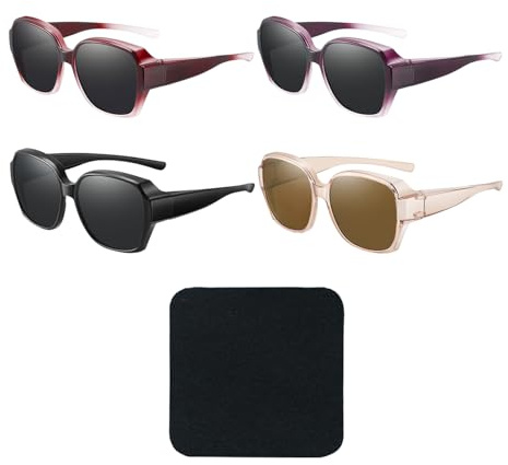 HDGSAFD 4 Gafas De Sol Y 1 Paño Para Gafas, Gafas De Protección Solar Para Conducir, Equipo De Protección Para Viajes Y Ciclismo, Toallitas Simples Y Suaves.