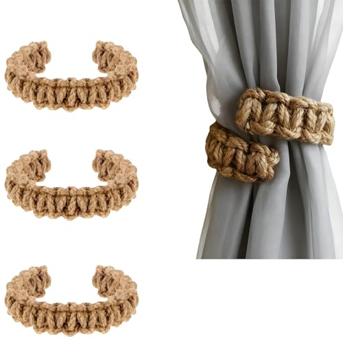 xutong 4 Piezas Abrazaderas Cortinas Bohemios, Alzapaños Cortina,Curtain Tiebacks,Accesorios Decorativos para el Hogar, Adecuado para SalóN Cocina Dormitorio y Exteriores