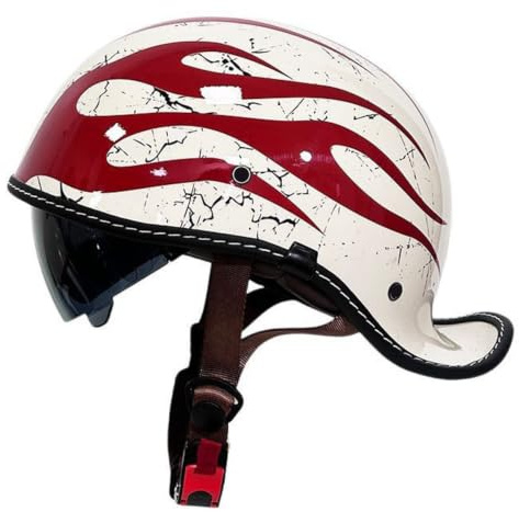 Demi Casque Moto Conception De Coque Incurvée vers Le Haut avec Visière Casques Bols ECEDOT Homologué Casque Jet Ouvert Protection Multicouche pour Adultes Hommes Femmes