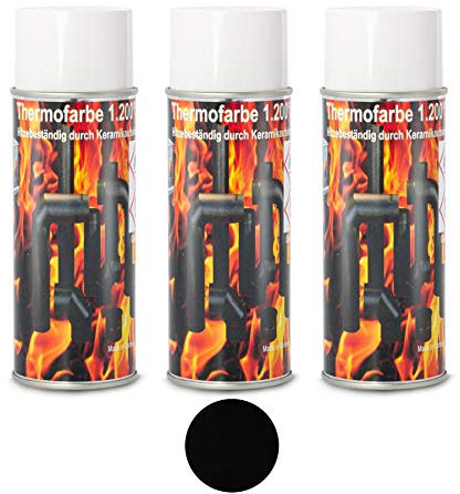 Ofenlack Set 1200°C Ofenspray Ofenfarbe Thermolack 3x Schwarz matt 400ml (ad-ideen)