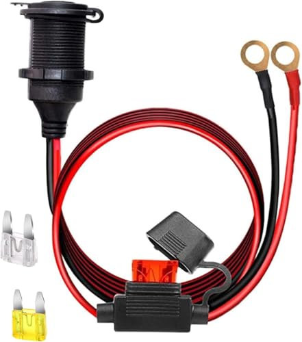 Presa accendisigari 12V/24V impermeabile - Adattatore accendi sigari per auto moto camion barca Cavo adattatore per accendisigari da 3 m 14AWG 20A con terminale batteria