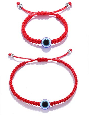 Sucanra Evil Eye Bracelet Mommy and Me Matching Bracelet Set Kabbalah Protection Amulet for Women Little Girls & Boys (Braided Rope Style (2pcs Family Pack))
