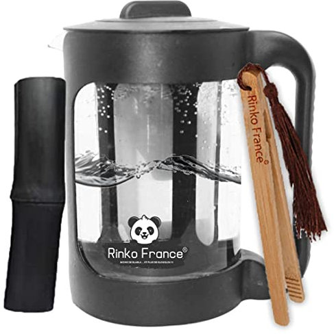 RINKO FRANCE |Pack Modèle X3 Carafe d'Eau 1,5 L avec Un Binchotan Naturelle Offert| Charbon Actif 100% BIO Purification Naturelle de l'eau du Robinet