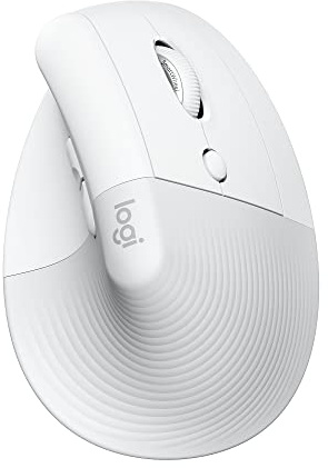 Logitech Lift Vertical Ergonomic Mouse, Wireless, Bluetooth or Logi Bolt USB Receiver, Quiet clicks, 4 Buttons, Compatible with Windows/macOS/iPadOS, Laptop, PC - Off White