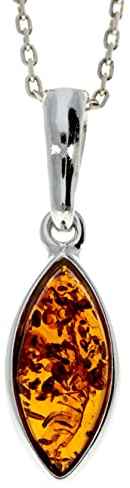 Äkta baltisk bärnsten & sterlingsilver klassiskt hänge utan kedja - AP07, Amber,