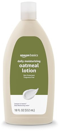 Amazon Basics Daily Moisturizing Oatmeal Body Lotion, Fragrance Free, Non-Greasy, Fast-Absorbing, Non-Comedogenic, Colloidal Oatmeal, Skin Protectant, 18 Fl Oz (Pack of 1) (Previously Solimo)