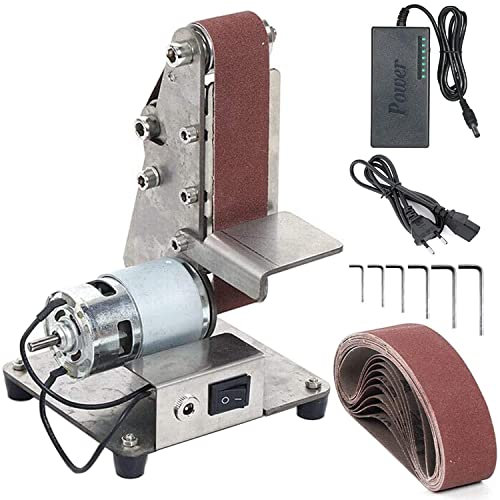 Lijadora madera 300 W lijadora de banda eléctrica con 10 piezas de cinturones de lijado, máquina pulidora para bricolaje, multifuncional Benchtop Vertical Edger