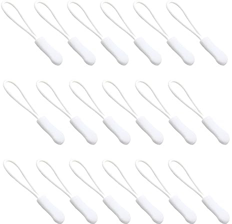 Ruidee 50 tiradores de cremallera, pestañas de cremallera, extensor de cordón de repuesto, para mochilas, chaquetas, equipaje, bolsos, bolsos (blanco)