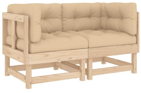 vidaXL Sofás esquineros con Cojines 2 uds Madera Maciza de Pino