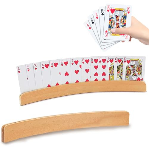 MQWDGJ Kartenhalter Kinder, 2 Stück Spielkartenhalter Holz, Kartenhalter Spielkarten, Freisprech Kartenständer, Stehender Pokerhalter, Hände Poker Halter für Kinder Senioren