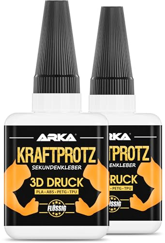 ARKA 2 adesivi istantanei con stampa 3D da 50 g, extra forti, con punta speciale contro la disidratazione, impermeabili, per colla PLA, ABS, PETG e TPU
