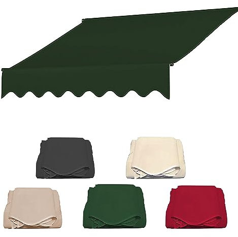 Markise Balkon Ohne Bohren, Klemmmarkise,balkonmarkisen Höhenverstellbare Sonnenschirm-überdachungsleinen 280g Polyester Wasserdicht Schattenabdeckung-Grün||4m