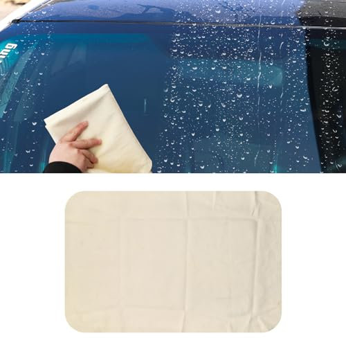 deemars Gamuza para Coche, Paño Universal de Gamuza de Piel de Oveja Auténtica para Secar el Coche, Gamuza Natural de Secado Rápido Super Absorbente Accesorio para Lavado de Coches (30 * 50cm)