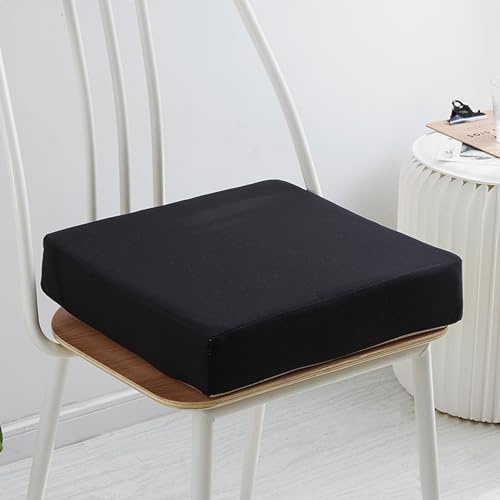 XIEMINLE Sittdyna för stolskudde, halkfri boosterkudde, matstolar dyna för bil kontor soffa vardagsrum, fyrkantiga köksstolskuddar med avtagbart skydd (45 x 45 x 8 cm, svart)
