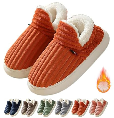 FXRWFSE Chaussons Confortables et élégants, Chaussons d'hiver en Peluche Chaude et Moelleuse, Chaussons Chaussons pour Femmes et Hommes (Orange,38-39)