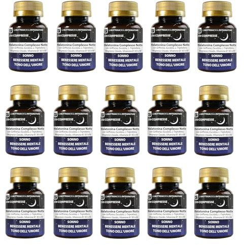 Melatonina Complesso Notte 3000 Compresse 1 al dì | con Griffonia Escolzia Triptofano Magnesio Vitamine B1 B3 B6 | Sonno Umore e Rilassamento | Non animale LA BOTTEGA DEGLI INTEGRATORI