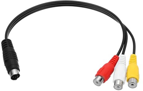 sourcing map Cavo video S da 0,2 m, 4 pin S-Video maschio a 3 RCA femmina, adattatore composito, convertitore di trasferimento per ricevitore TV monitor