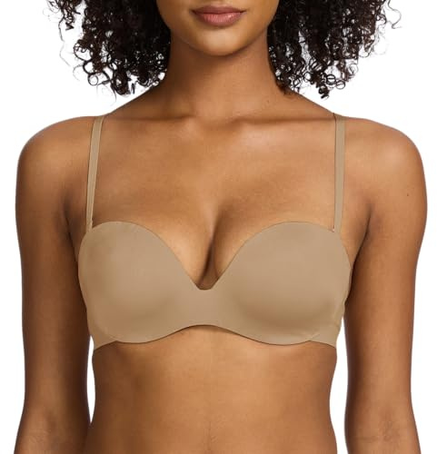 Multiway Convertible Bras Low Back Bra for Backless Dress Underwired Push Up Balconette Bra for Women Tan