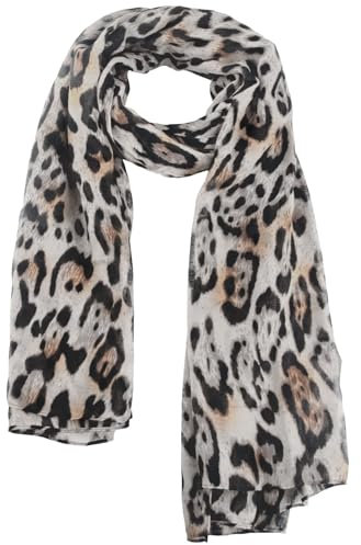 GWAWG Leopard Print Schal für Damen Leo Halstuch Eleganter Leichter Sommerschal mit Leopardenmuster Tuch im Animal Print Design Tücher für Frauen Ideal für Alltag Abendmode