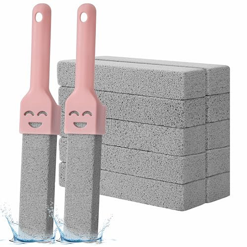 Yesaler Piedra Pómez para Limpieza de WC Bloque Limpiador de Inodoros con 2 Mangos para Lavabos Aseo Baño Cocina Parrillas 10 Piezas