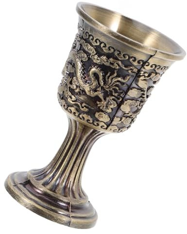 Mikinona Copa de Vino Blanco Chino Pequeños Vasos para Beber Copas Copa de Vino de Bronce Copa cáliz Vaso de Agua de la Vendimia cáliz de Vino de Metal Copa de Metal Aleación de Zinc Marrón