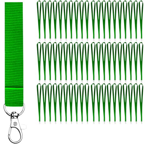 VERY IMPORTANT RUNNER - Stück Schlüsselband aus Polyester mit Metallhaken - 2cm Breite & 46cm Länge - Schlüsselbänder zum Umhängen - Für Ausweis, USB, Schlüssel, Pendrive (Grün, 20 Einheiten)