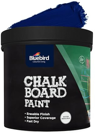 BLUEBIRD Chalkboard Paint 500ml / 16.9 fl oz – Chalkboard Paint for Furniture & Wood, Matte Interior Wall Paint for Home, Office & Classroom (Navy Blue)