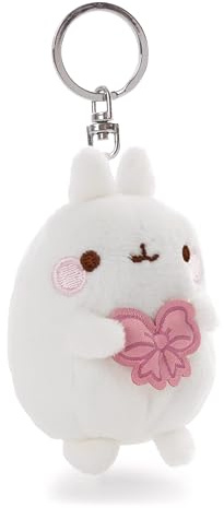 Molang 62770 - Portachiavi con peluche per lo zaino o la borsa di grandi e piccini, 8 cm, bianco