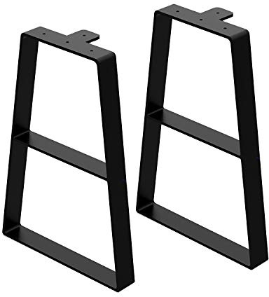 Orgerphy 16” Black Trapezoid Metal Bench Legs (2PCS) | Heavy Duty Furniture Legs for Bench| Mertal Table Legs| Screws and 4pcs Rubber Floor Protectors | Mid Century Modern Desk Legs Furniture Legs