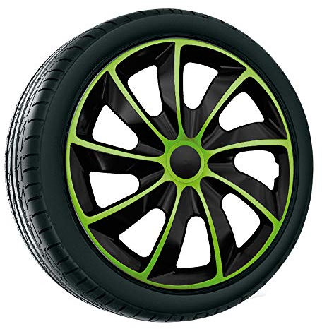 NRM Quad Bicolor Wheel Covers Hubcaps 17 Set 4PCS ABS Green Universal 17 in Weather Resistant