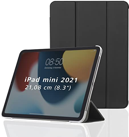 Hama Hülle für Apple iPad mini 2021 (aufklappbares Case für Apple Tablet mini 6. Generation, Schutzhülle mit Standfunktion, transparente Rückseite, magnetisches Cover) schwarz