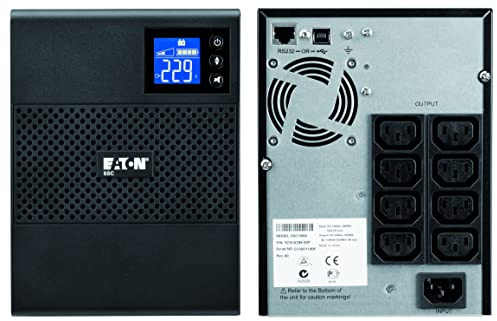 Eaton Serie 5SC UPS 5SC1000iBS – 1000VA/700W line‑interactive backup power for stable server and workstation protection, 8× IEC‑C13 outlets with shutdown‑software support, Black (B09KNMHH5N)