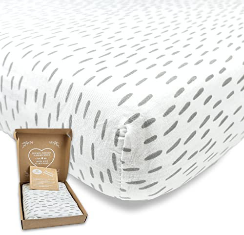 mimaDu - Spannbettlaken aus Baumwolle Oeko-Tex 70x140cm auch für 120x60, 140x70 - Bettlaken für Kinderbett, Babybett, Gitterbett - Spannbetttücher für Baby, Kinder - Bettbezug hautfreundlich (Striche)