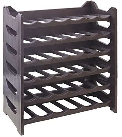 MAURY'S Cantinetta Vino Portabottiglie in Plastica ed Eleganti Portavini per Organizzare e Valorizzare la Tua Collezione. Soluzioni Pratiche e Decorative.(36 Bottiglie, Brown)