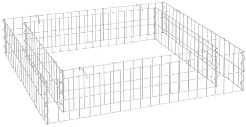 vidaXL Lit Surélevé à Gabion Jardinière à Gabion Bac à Fleurs Pot de Plantes Lit de Plantation Balcon Jardin Acier Galvanisé 100x100x20 cm