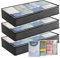 Underbed Storage Bag 3Pack 90L Large Under Bed Storage Box with 4 x Large Zip lock Bags with PVC Window for Clothes, Duvets, Comforters, Blankets, Bedding