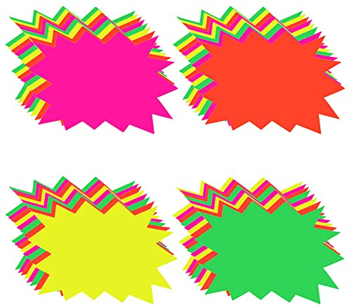 160 letreros fluorescentes de venta de ráfagas de estrellas, etiquetas de etiquetas de precio de venta al por menor de papel de neón, letreros de papel en forma de estrella en blanco para (4 colores)